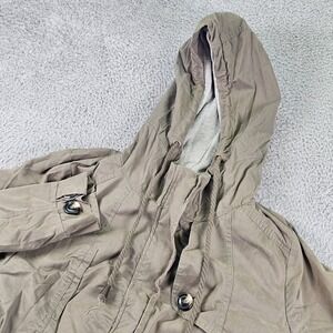 Members Only Parka Coat Womens Large Green Hooded Full Zip Pockets Elastic Waist